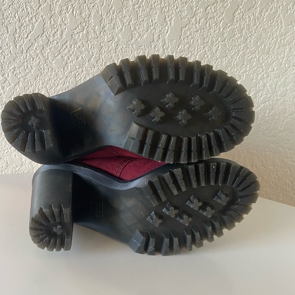 Dr. Martens Kendra Women’s Suede Red Wine Heeled Combat Boot Lace Up - Picture 6 of 8